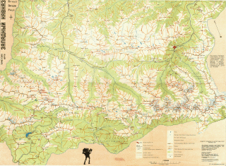 Туристская карта - хребтовка - Архыз, Загедан, Рица (от Малой Лабы до Марухи). 